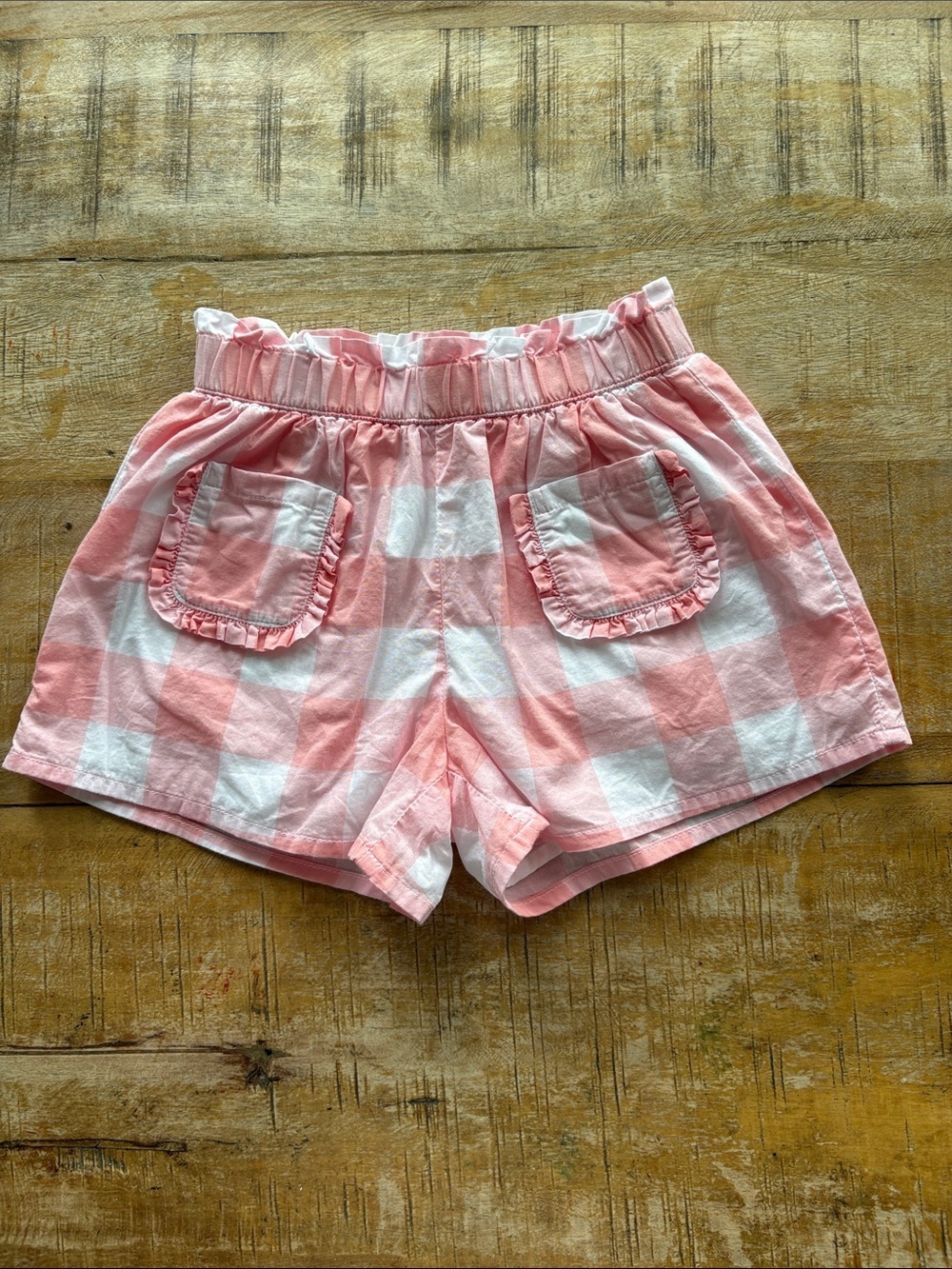 Janie and Jack Pink & White Gingham Ruffle Pocket Shorts 18-24m